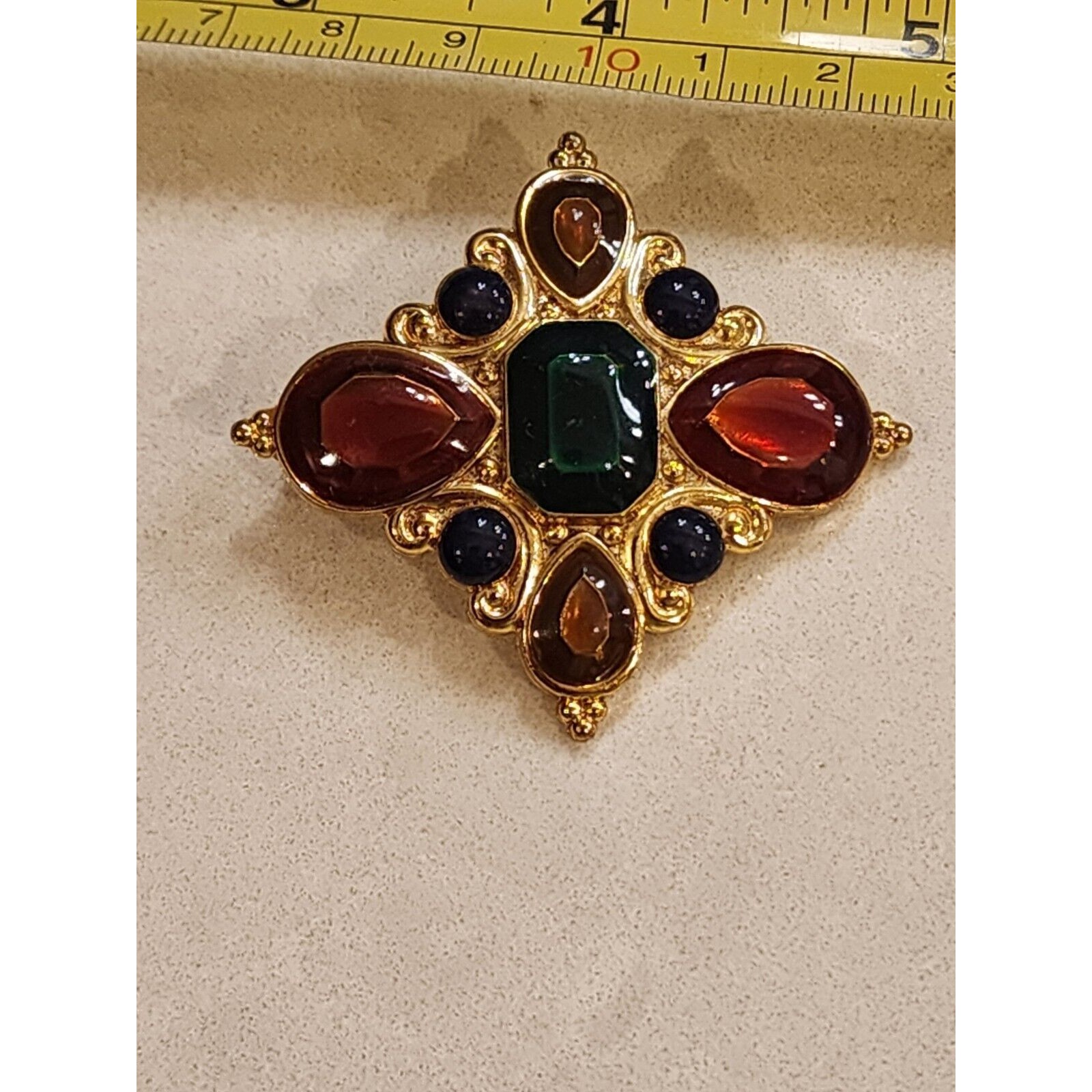 Jay Strongwater Gold Tone Scarf Brooch Pendant, Holiday Christmas Festive